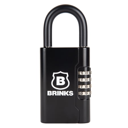 Brinks Portable Key Lock Box, 4-Digit Resettable Combination Security Lock Box, Holds Up to 5 Keys, Black