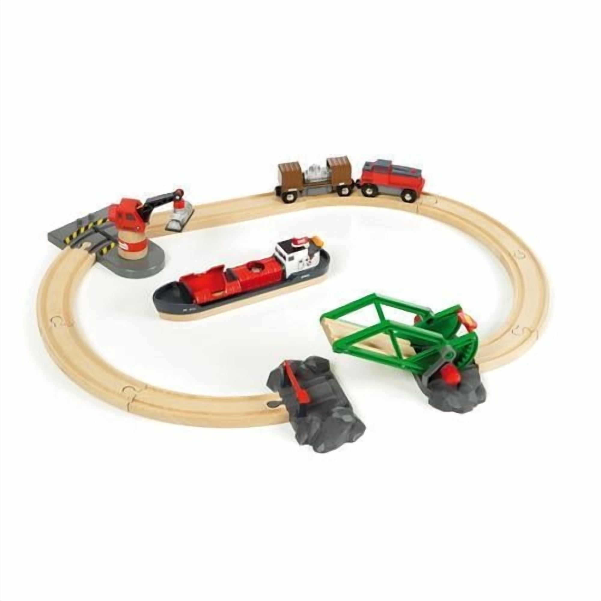 BRIO 木製レールセット Cargo Harbour Set BRIO Classic Kids Cargo Harbour Train Set with Battery Bridge and