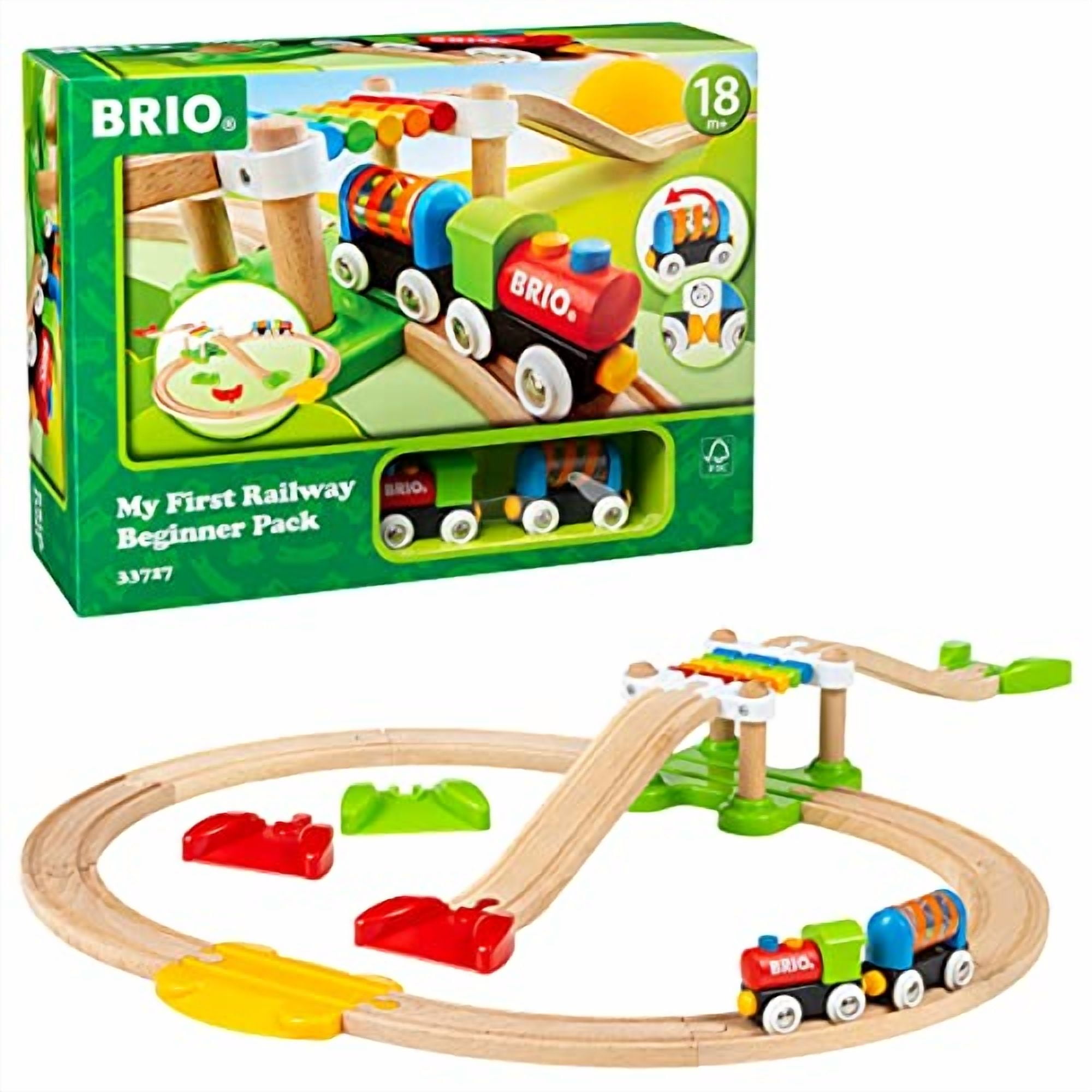 BRIO My First Railway – 33727 Beginner Pack | Wooden Toy Train Set for Kids Age 18 Months and Up