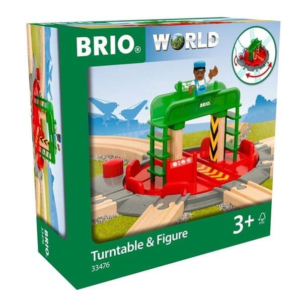 Brio Turntable & Figure, Wooden Train Track Accessory, 7 Rail