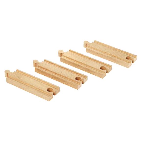 BRIO World 33334 - Short Straight Tracks - 4 Piece Wooden Train Tracks for Kids Ages 3 and Up