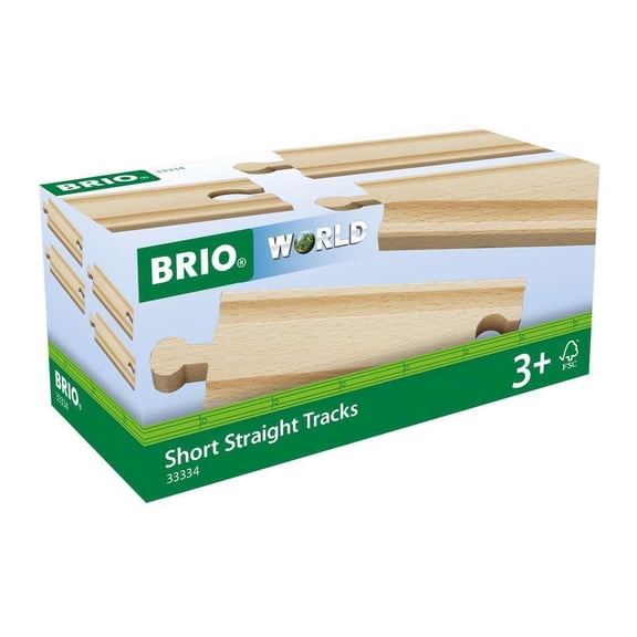 BRIO World 33334 - Premium Short Straight Tracks Wooden Train Toy Set