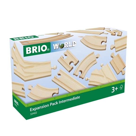 BRIO World Expansion Pack Intermediate - Works with All BRIO Train Sets - FSC-certified 16-Piece Wooden Train Tracks with Switches