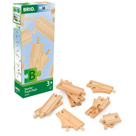 BRIO World Starter Wooden Railway Train Track Pack for Kids Age 3 Years Up - Accessories & Add