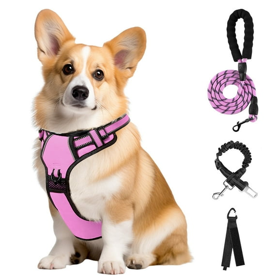 BRIOPAWS Dog Harness, No Pull Puppy Dog Vest Harness, Reflective No-Choke, Essential Pets Accessories with Easy Control Handle,Pink