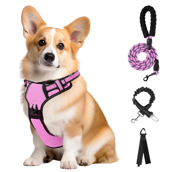 BRIOPAWS Dog Vest Harness, No Pull Adjustable Dog Harness for Large Dogs, Anti Pull Escape Proof Dog Harness with Easy Control Handle,Pink