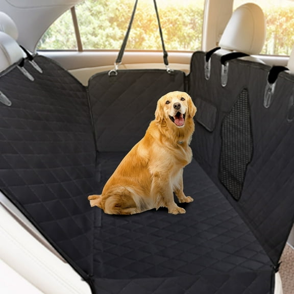 BRIOPAWS Fully Equipped with Windows Dog Seat Cover for Back Seat,100% Waterproof & Scratch-resistant & Sturdy Pet Seat for Cars Trucks, and SUVs(Black,S,58"×54")