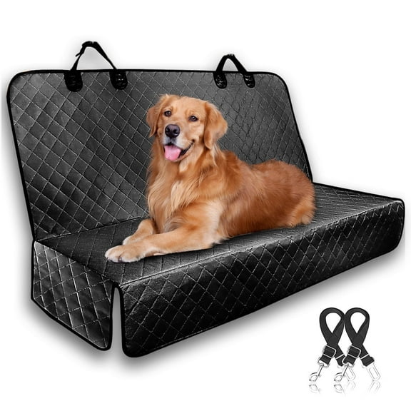 BRIOPAWS Half Pack of a Basic Dog Seat Cover for Back Seat,100% Waterproof,Scratch-resistant and Sturdy Pet Seat for Cars Trucks, and SUVs(Black,S,53"×48")