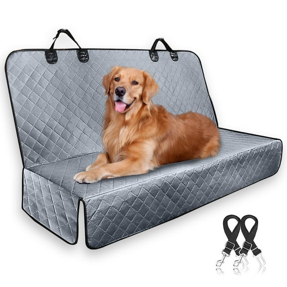 BRIOPAWS Half Pack of a Basic Dog Seat Cover for Back Seat,100% Waterproof,Scratch-resistant and Sturdy Pet Seat for Cars Trucks, and SUVs(Grey,S,53"×48")