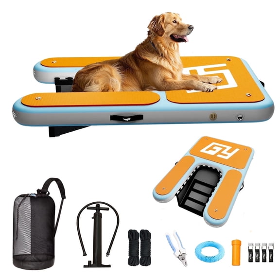 Dog Pool Ramp,Inflatable Dog Water Ramp,60×40" Pet Water Ramp for Dogs Up to 230lbs,95% Large Area EVA Covered,Suitable for Pool, Lakes, Boats and Docks,Yellow