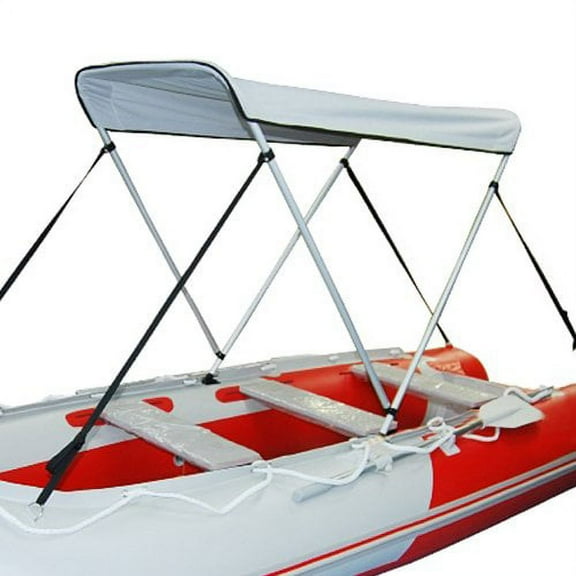 BRIS Boat Bimini Top Gray 600D Polyester Aluminum Frame Bimini Top (32"-34" W x 45" H x 55" L)