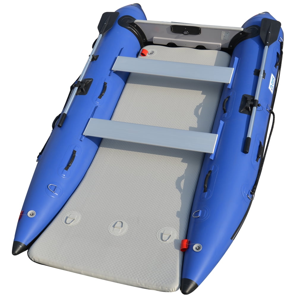 11 ft Blue Inflatable Catamaran with Air Deck Floor