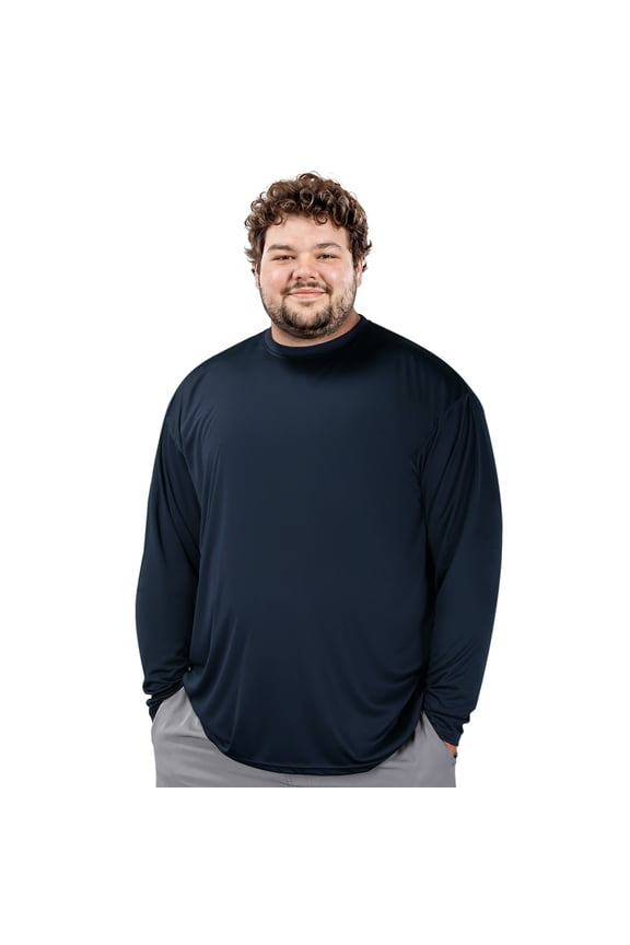 Mens Big and Tall Long Sleeve Shirts Cooling Rash Guard UPF 50+ Sun Protection