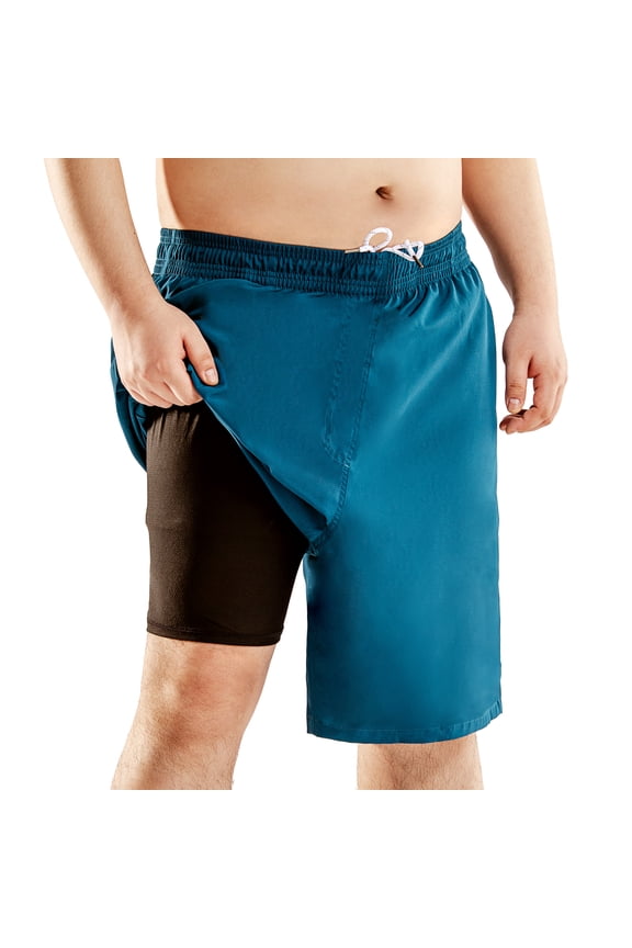 Mens Big and Tall Swim Trunks with Built-In Compression Liner, Quick Dry Board Shorts XL–6XL Copenblue