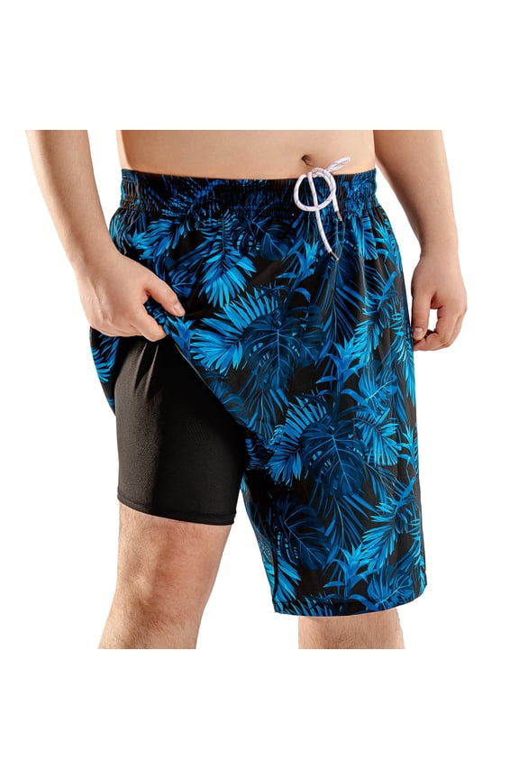 Mens Big and Tall Swim Trunks with Built-In Liner, Quick Dry Board Shorts XL–4XL