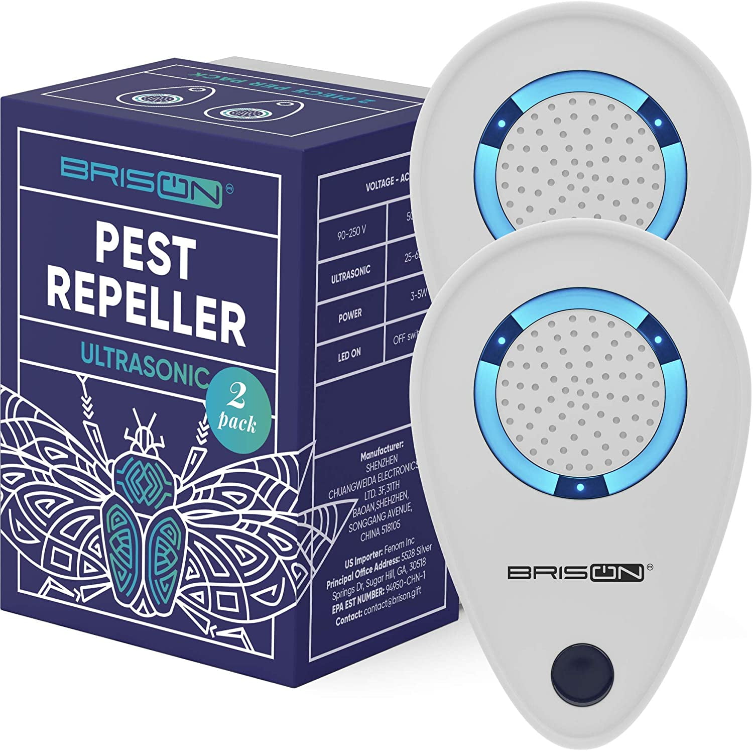 BRISON Ultrasonic Pest Repellent Plug In – Mice Rat Spider Repeller ...