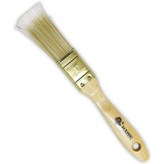 BRISTLE INDUSTRIAL BRUSHES 1" (2.5 cm) Wide Feathered Polyester Bristle Paintbrush | Pack Of 2 | Solid Wood Handle | Ideal for House Painting, Varnish & Lacquer