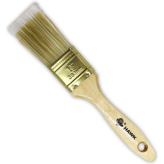 BRISTLE INDUSTRIAL BRUSHES 1.5" (3.8 cm) Wide Feathered Polyester Bristle Paintbrush | Pack Of 2 | Solid Wood Handle | Ideal for House Painting, Varnish & Lacquer