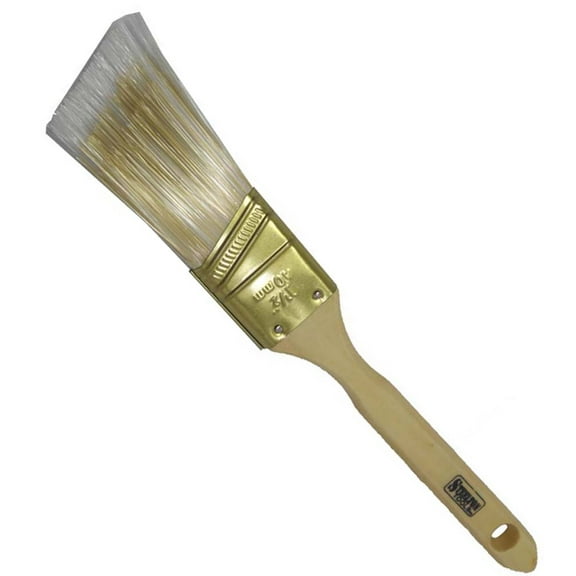 BRISTLE INDUSTRIAL BRUSHES 1.5" (3.8 cm) Wide Feathered Polyester Bristle Paintbrush | Pack Of 2 | Solid Wood Handle | Ideal for House Painting, Varnish & Lacquer