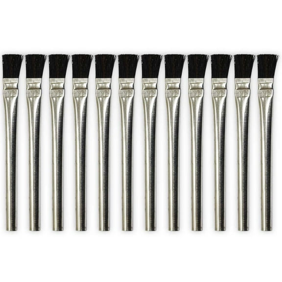 BRISTLE INDUSTRIAL BRUSHES 12 Pc Acid Brushes Set | Lightweight Aluminum Handles | 1/2" (1 cm) Width | Ideal for Caustic Substances, Glues, Sealers | Disposable & Economical