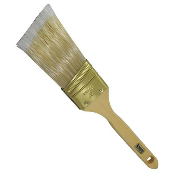 BRISTLE INDUSTRIAL BRUSHES 2" (5 cm) Wide Feathered Polyester Bristle Paintbrush | Pack Of 2 | Solid Wood Handle | Ideal for House Painting, Varnish & Lacquer