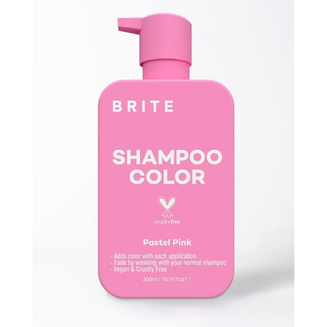BRITE Color Shampoo Pastel Pink for Light Blonde, Highighted or Gray Hair, Vegan, Cruelty Free, Color Building, 10.14 fl oz