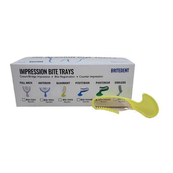 BRITEDENT 35 Pcs Bite Registration Trays (Quadrant Yellow) Disposable. for Impressions.