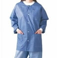 thumbnail image 1 of BRITEDENT Disposable Gowns Large . Pack of 10 Blue Surgical Gowns. 45 gsm SMS Unisex Medical Gowns with Long Sleeves, Knit Collar, Cuffs, 3 Pockets. Disposable Lab Jacket for Men and Women., 1 of 3