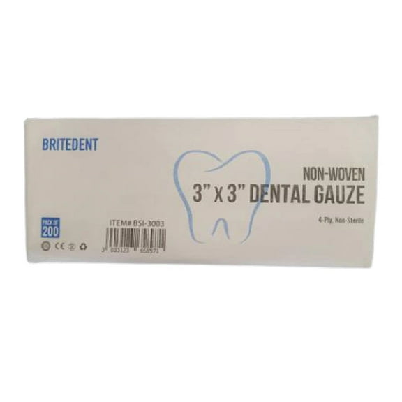 BRITEDENT Non Woven Sponges 3"X3" 4 Ply, NonSterile Cotton Dental Gauze (600)