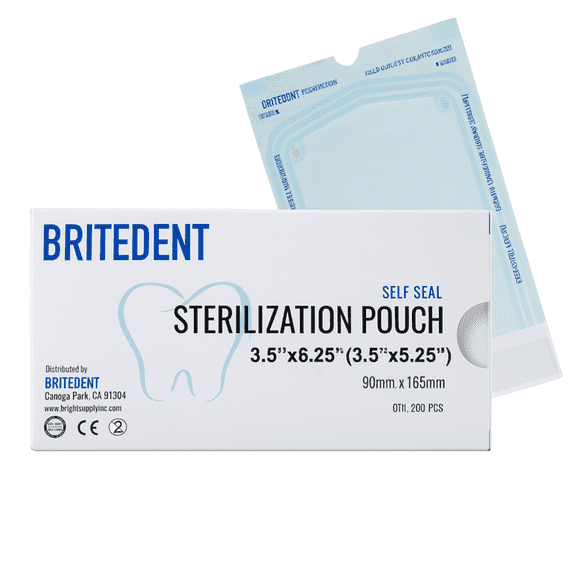 BRITEDENT Self-Sealing Sterilization Pouches 3.5" x 6.25"  200 Pack, Disposable Autoclave Pouches with Dual Indicators, Medical-Grade Paper, Easy Peel Design