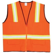 BRITEGUARD Bright Orange Safety Vest | 2X Large | 100% Polyester | Zipper Front | 2 Reflective Stripes | Multiple Pockets | Ideal for High Visibility and Utility Storage