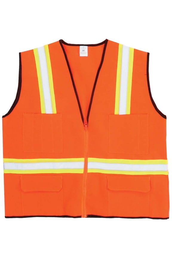 BRITEGUARD Bright Orange Safety Vest | 2X Large | 100% Polyester | Zipper Front | 2" Reflective Stripes | Multiple Pockets | Ideal for High Visibility and Utility Storage