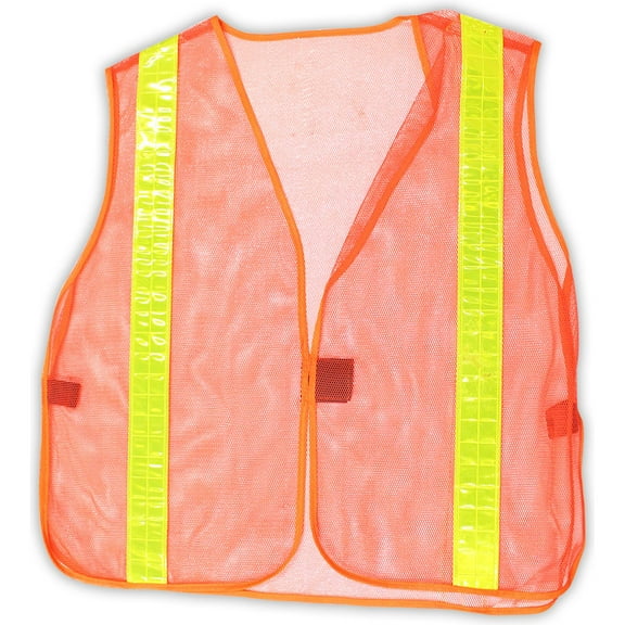 BRITEGUARD Orange Mesh Safety Vest | 24" (61 cm) Length | High Visibility | Versatile Fit | Breathable Design | Ideal for Construction & Roadside Activities