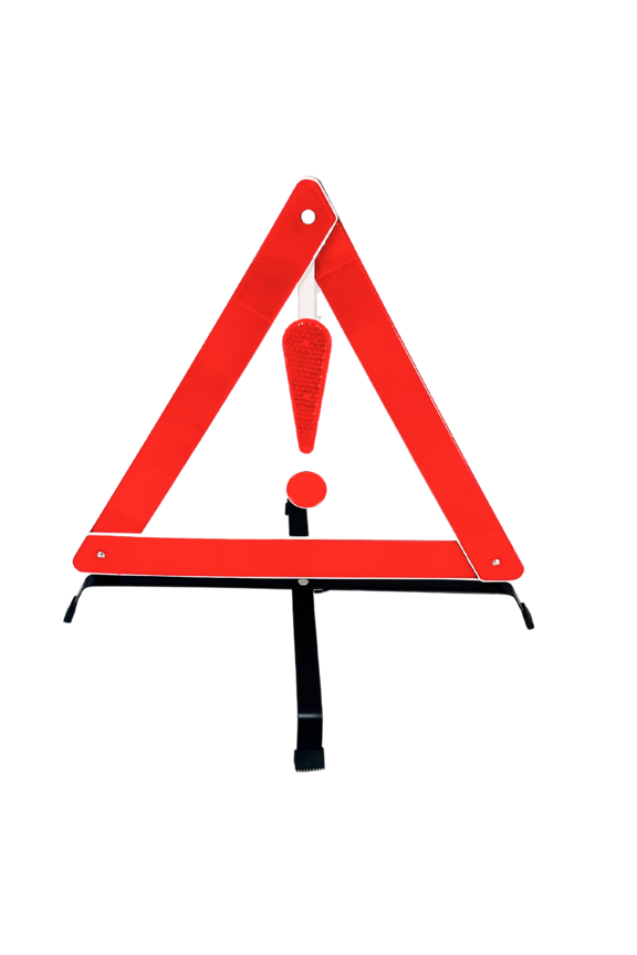 Road Safety Reflective Triangle | 17" (43.2 cm) Reflective Sides | Steel Frame Stand | High-Visibility Reflectors | Convenient & Compact Storage | Essential Road Safety Tool