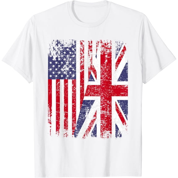 BRITISH ROOTS | Half American Flag | BRITAIN UK T-Shirt