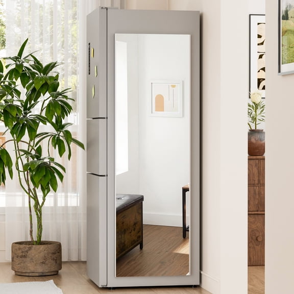 BRIVUE 63" x 20" Magnetic Mirror Lightweight Full Length Mirror, Strong Adhesion, Easy Installation, Ideal for Refrigerators, Glass Walls, Wooden Doors, Silver