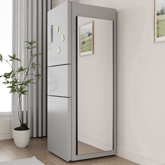 BRIVUE 63" x 20" Magnetic Mirror Lightweight Full Length Mirror, Strong Adhesion, Easy Installation, Ideal for Refrigerators, Glass Walls, Wooden Doors, Black