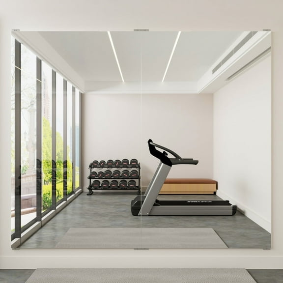 BRIVUE Home Gym Mirror - 2 Pcs x 72" x 48" Frameless Wall Mirrors, Easy Installation Unbreakable Glassless HD Reflection, Ideal for Dancing, Yoga, Workout, Rehearsing, Pilates