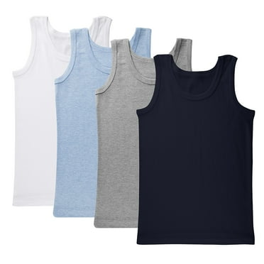 BRIX Durable Sleeveless Cotton, Toddler Tank Tops, 4 Pack (Boy's)