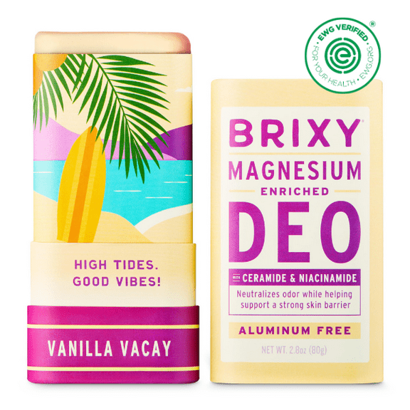 BRIXY Magnesium Deodorant, Odor Control With Ceramide & Niacinamide For Skin Health, Aluminum Free, Baking Soda Free, EWG VERIFIED, Sensitive Skin Deodorant, Vegan, Plastic Free, Light Scent