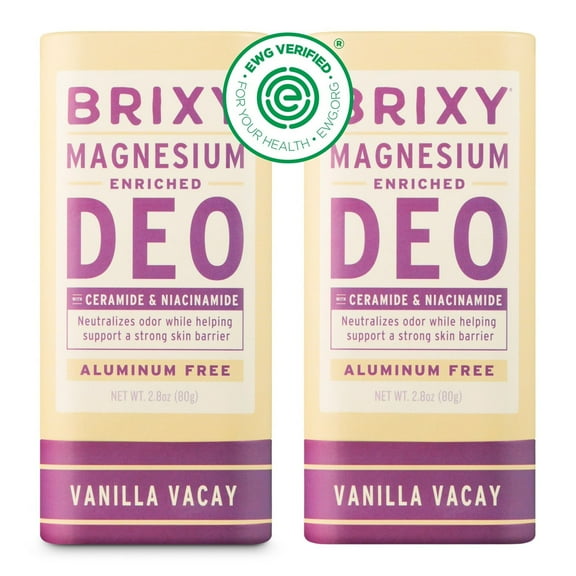 BRIXY Magnesium Deodorant, Odor Control With Ceramide & Niacinamide For Skin Health, Aluminum Free, Baking Soda Free, EWG VERIFIED, Sensitive Skin Deodorant, Vegan, Plastic Free, Light Scent (2 Pack)