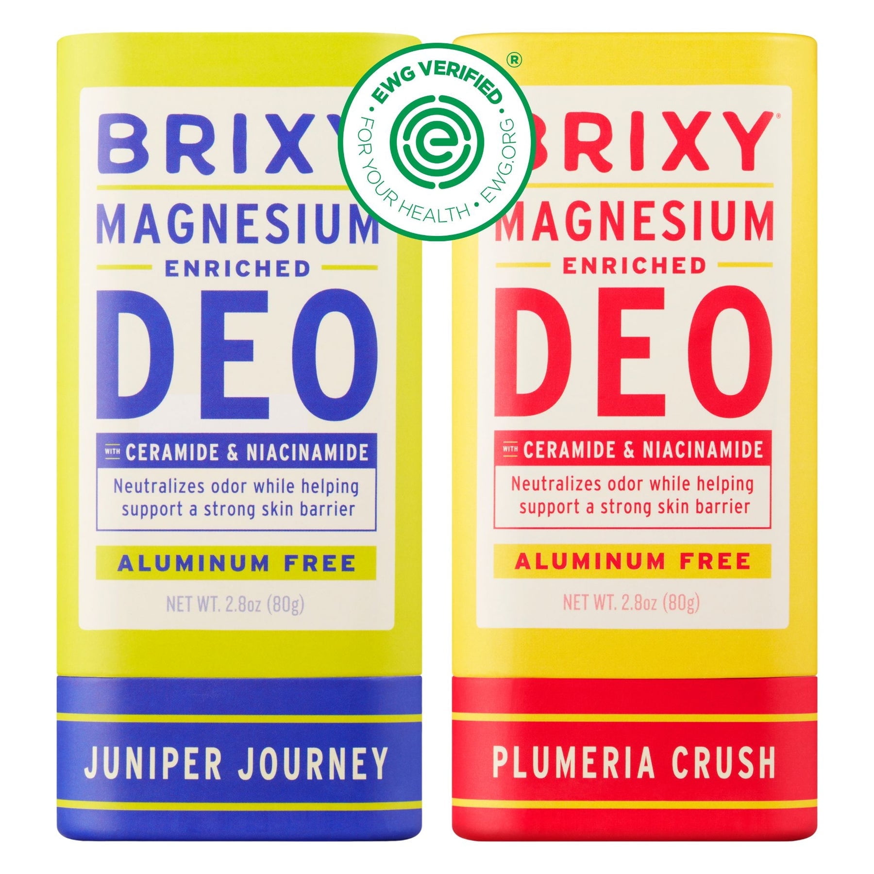 BRIXY Magnesium Deodorant, Odor Control With Ceramide & Niacinamide For Skin Health, Aluminum Free, Baking Soda Free, EWG VERIFIED, Sensitive Skin Deodorant, Vegan, Plastic Free, Light Scent (2 Pack)