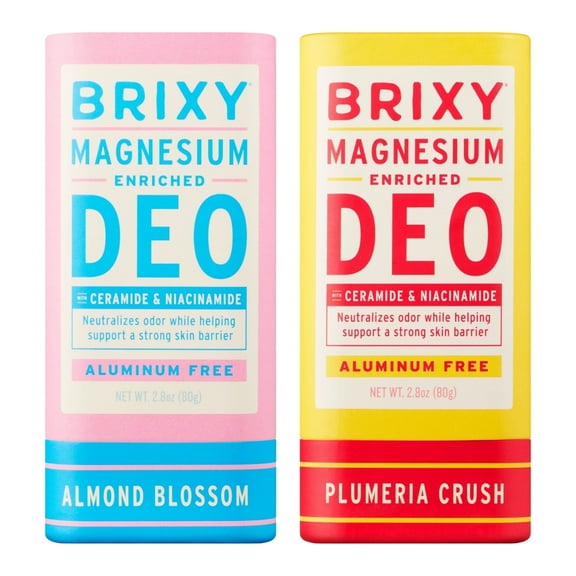 BRIXY Magnesium Deodorant, Odor Control With Ceramide & Niacinamide For Skin Health, Aluminum Free, Baking Soda Free, EWG VERIFIED, Sensitive Skin Deodorant, Vegan, Plastic Free, Light Scent (2 Pack)