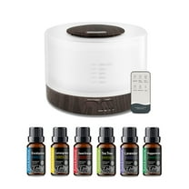 BRJSQ 16.91oz  Essential Oil Diffuser  Ultrasonic Aromatherapy  Humidifier  7 LED Colors  Auto-Off Timer  Includes 6 Premium Oils