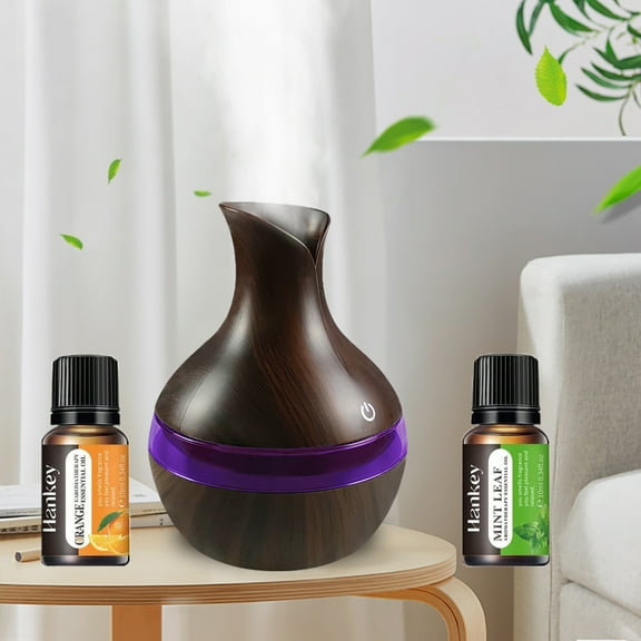 BRJSQ 2 in 1 Aromatherapy Humidifier & Essential Oil Diffuser 300ml USB-Powered Ultra Quiet for Home & Office (Includes 2 Oils)