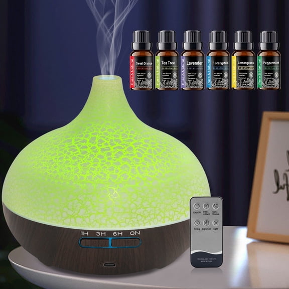 BRJSQ 500ml Aromatherapy Diffuser For Essential Oils Ultrasonic Humidifier with Calming Lights for Spa Atmosphere