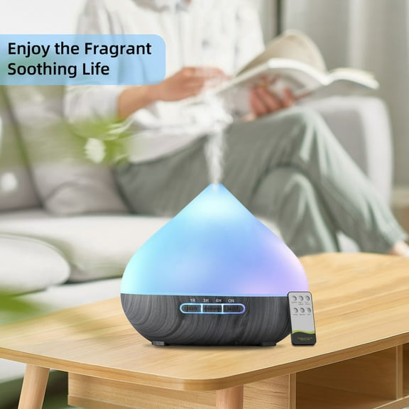 BRJSQ 500ml Essential Oil Diffuser Peach Air Humidifier  multicolor LED Light  Includes 6 Aromatherapy Oils
