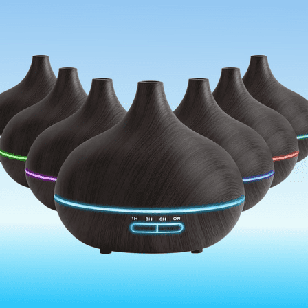 BRJSQ 550ml Aroma Diffuser For Essential Oil Ultrasonic Humidifier 7 Color LED Air Wick Essential Mist 6 Oil Set