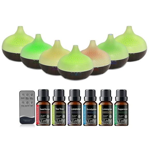 BRJSQ 550ml Remote Control Humidifier Diffuser Combo for Large Room  550ml Ultrasonic Cool Mist for Bedroom