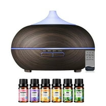 BRJSQ 550ml Wood Grain Aroma Diffuser & Cool Mist Humidifier with Remote Control  Timer  US Plug